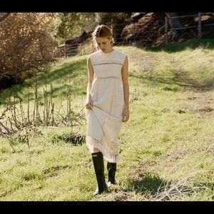 Doen Quintana Ivory Silk Noil Column Dress